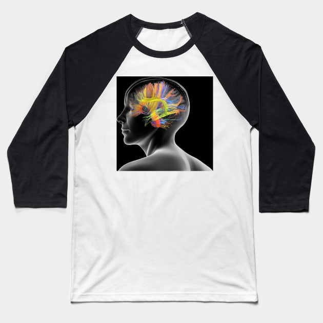 White matter fibres of the human brain (C020/9895) Baseball T-Shirt by SciencePhoto